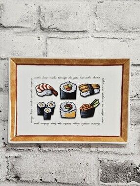 Vintage Sushi Serving Tray Japanese Style Ceramic Appetizer Plate